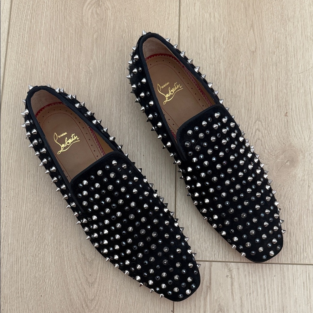 Christian Louboutin Black Studded Velvet Men’s Loafers